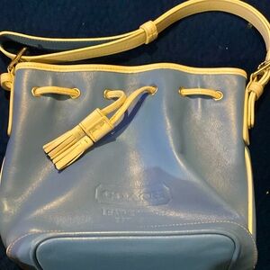 COACH blue & white  leather mini bucket drawstring bucket crossbody shoulder bag